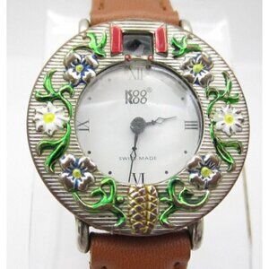 Women Koo Koo Swiss Quartz WR Analog 31mm Dial Moving Window Round Watch (G743)